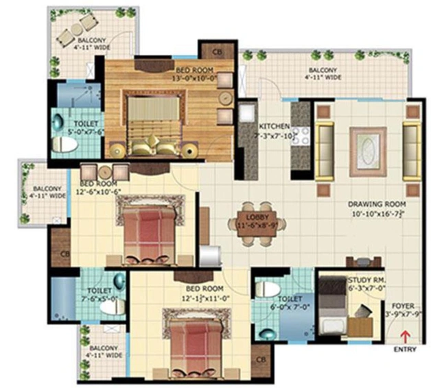 3 BHK Flat in Rishabh Iris Tower in Indirapuram, Ghaziabad - Image 539198