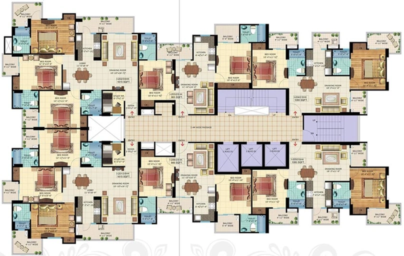 Floor Plan of Rishabh Iris Tower in Indirapuram, Ghaziabad - Image 61540