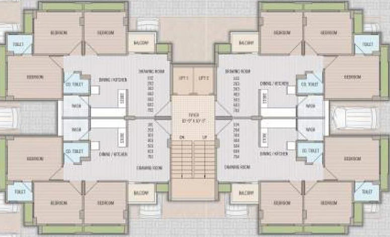 Floor Plan of Radhe Tulsi Residency in Vavol, Gandhinagar - Image 63846