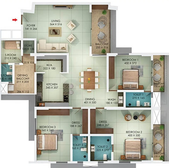 3 BHK Flat in Noel Cloud Walk in Nettoor, Kochi - Image 541812