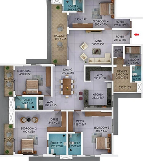 4 BHK Flat in Noel Cloud Walk in Nettoor, Kochi - Image 541813