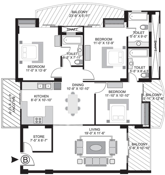3 BHK Flat in Gulshan GC Emerald Heights in Vaishali, Ghaziabad - Image 539442