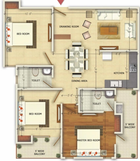 3 BHK Flat in Oxirich Square One in Indirapuram, Ghaziabad - Image 539583