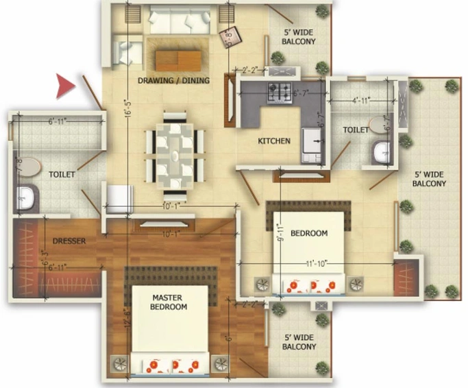 2 BHK Flat in Oxirich Square One in Indirapuram, Ghaziabad - Image 539582