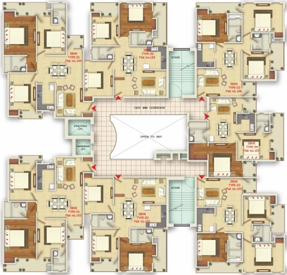 Floor Plan of Oxirich Square One in Indirapuram, Ghaziabad - Image 61633