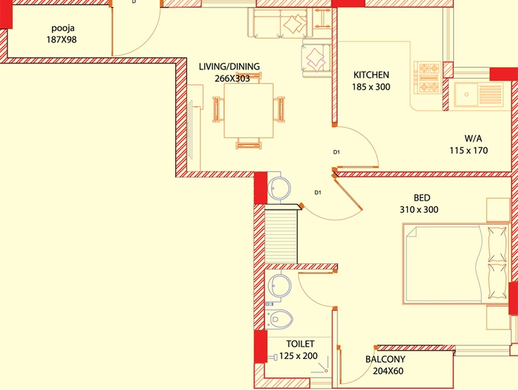 1 BHK Flat in Varma Regent in Edappally, Kochi - Image 541878
