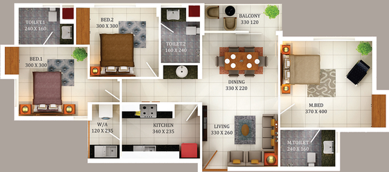 3 BHK Flat in Yeskay Regalia in Kadavanthra, Kochi - Image 544083