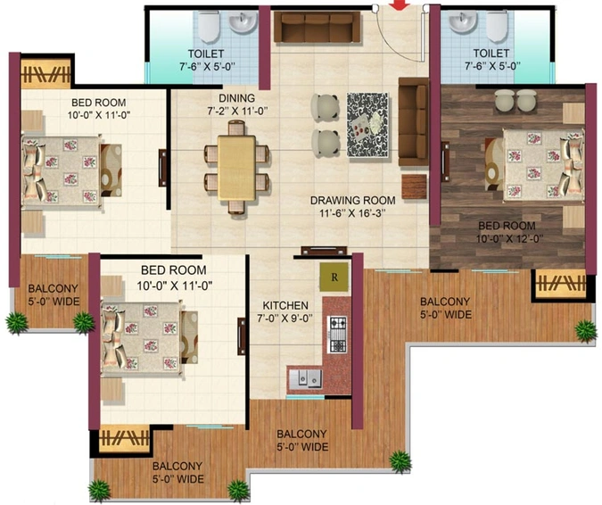 3 BHK Flat in Metro Suites Glitz in Vasundhara, Ghaziabad - Image 539707