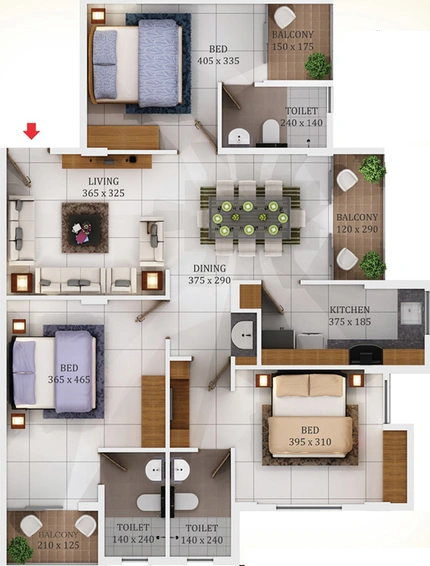 3 BHK Flat in Asian Amaranta in Edappally, Kochi - Image 543795