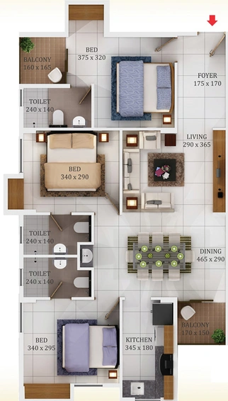3 BHK Flat in Asian Amaranta in Edappally, Kochi - Image 543794