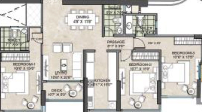 3 BHK Flat in Bharat Juhu Acropolis in Vile Parle West, Mumbai - Image 443598