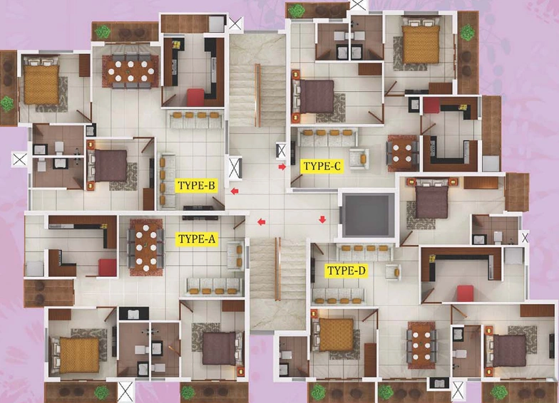 Floor Plan of Dream Flower Inaaya in Edappally, Kochi - Image 61661