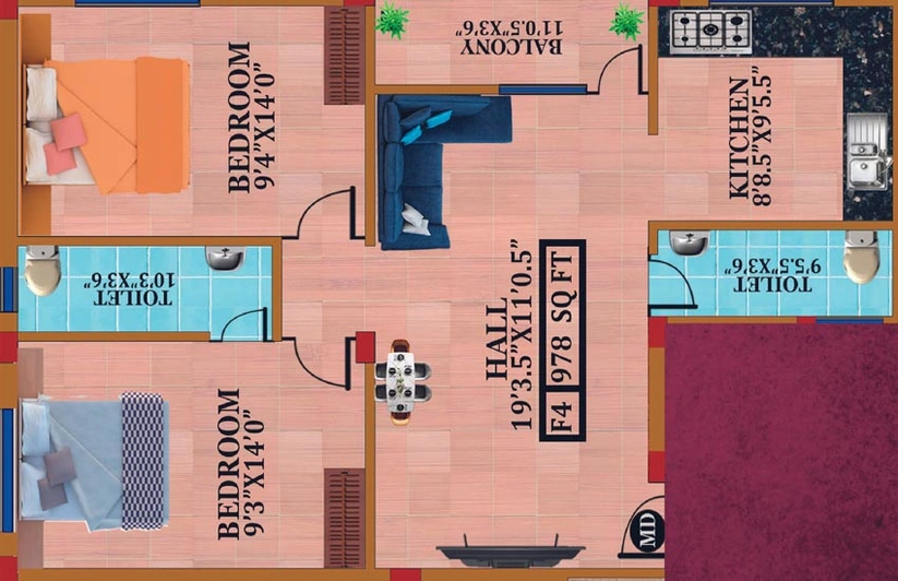2 BHK Flat in Avittam Parvathy in Chromepet, Chennai - Image 540599