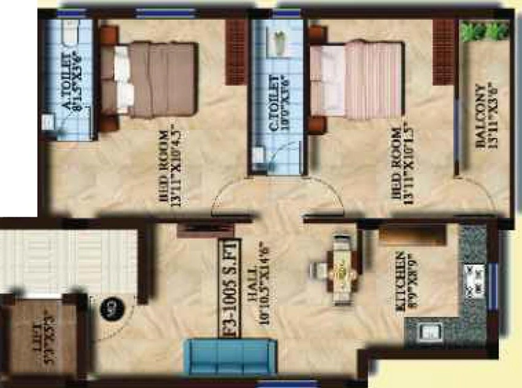 2 BHK Flat in Avittam Andal in Pammal, Chennai - Image 541693