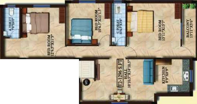 3 BHK Flat in Avittam Andal in Pammal, Chennai - Image 541695