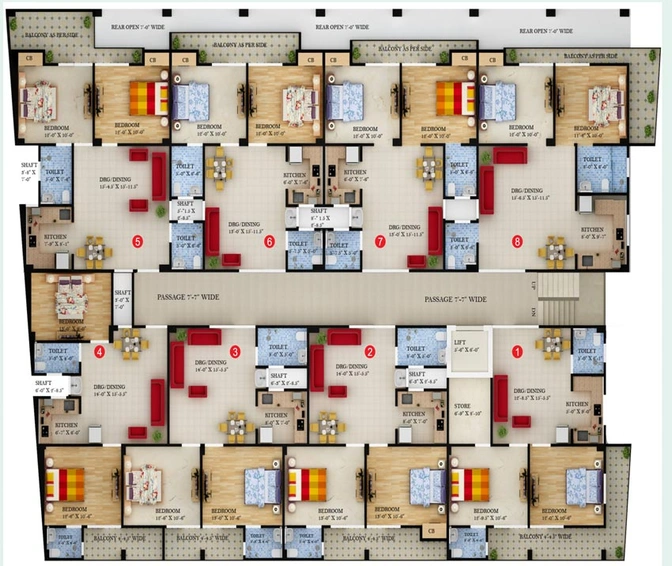 Floor Plan of KD Krishna Residency in GT Road, Ghaziabad - Image 61701