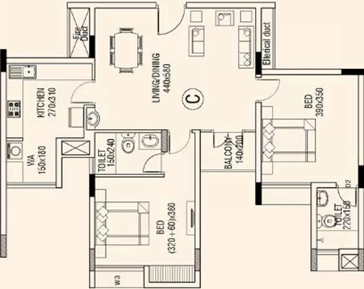 2 BHK Flat in Asset Le Grande in Jawahar Nagar, Kochi - Image 542221