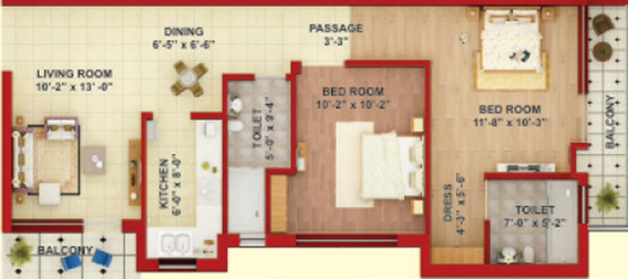 2 BHK Flat in Adwik La Casa in Crossings Republik, Ghaziabad - Image 545045