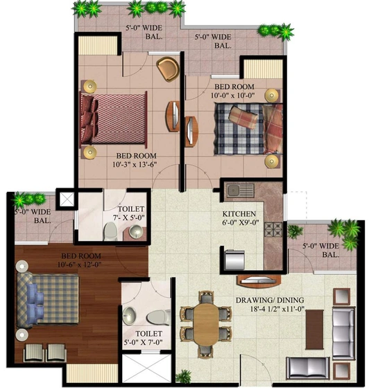 3 BHK Flat in AR Reflections in Raj Nagar Extension, Ghaziabad - Image 545036