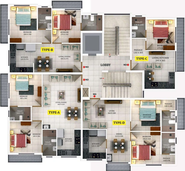 Floor Plan of Dream Flower Valentia in Vazhakkala, Kochi - Image 61893