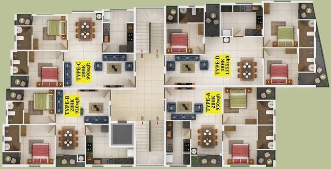 Floor Plan of Dream Flower Vivaldi in Palarivattom, Kochi - Image 61735