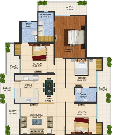 4 BHK Flat in Sarvottam Shree in Indirapuram, Ghaziabad - Image 544858