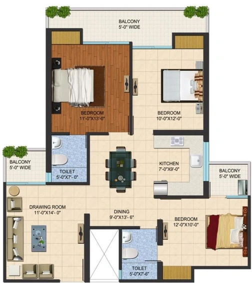 3 BHK Flat in Sarvottam Shree in Indirapuram, Ghaziabad - Image 544856