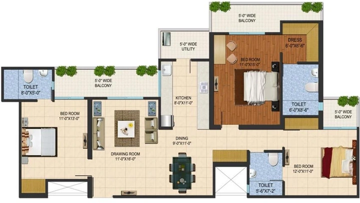 3 BHK Flat in Sarvottam Shree in Indirapuram, Ghaziabad - Image 544857