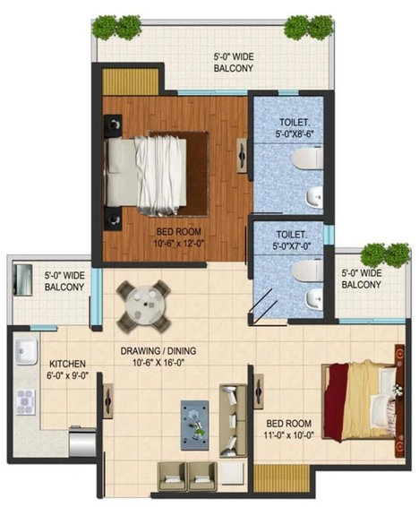 2 BHK Flat in Sarvottam Shree in Indirapuram, Ghaziabad - Image 544855