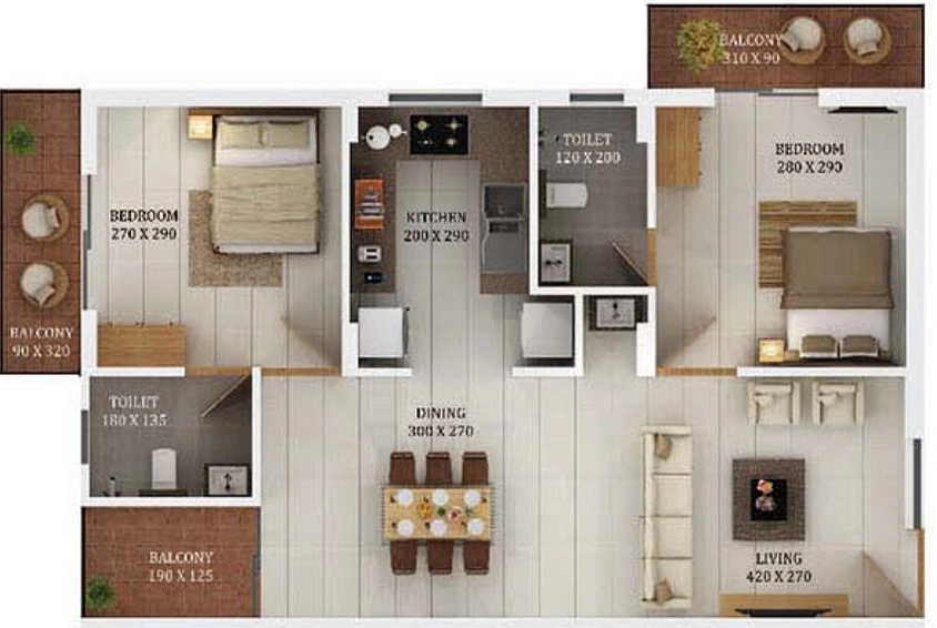 2 BHK Flat in Dream Flower Kalopsia in Kaloor, Kochi - Image 541953