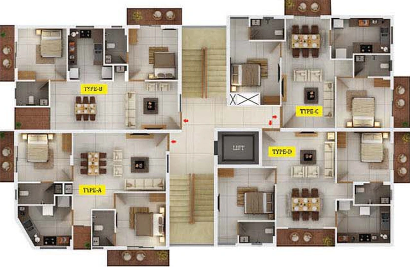 Floor Plan of Dream Flower Kalopsia in Kaloor, Kochi - Image 61874
