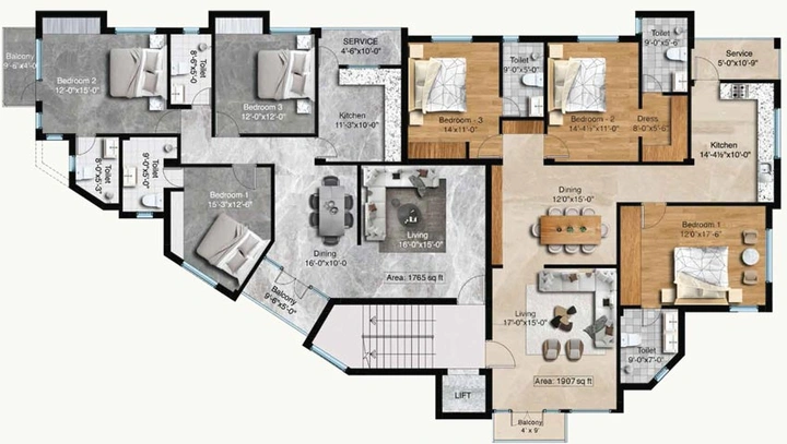 Floor Plan of Skyline Cornerstone in Gopalapuram, Chennai - Image 61779
