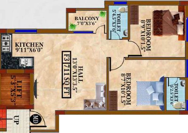 2 BHK Flat in Avittam Bhishmar in Chromepet, Chennai - Image 543403
