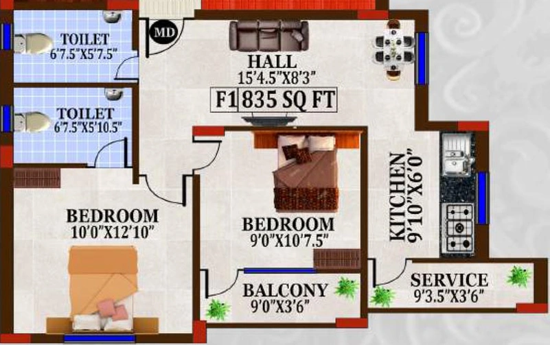 2 BHK Flat in Avittam Bhishmar in Chromepet, Chennai - Image 543405