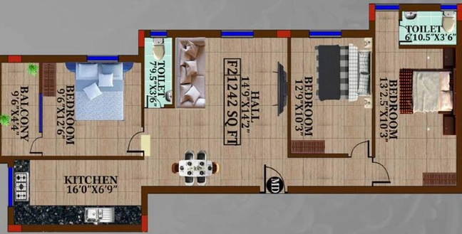 3 BHK Flat in Avittam Bhishmar in Chromepet, Chennai - Image 543407