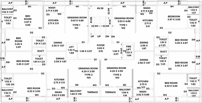 Floor Plan of Uma Square in Randheja, Gandhinagar - Image 64712