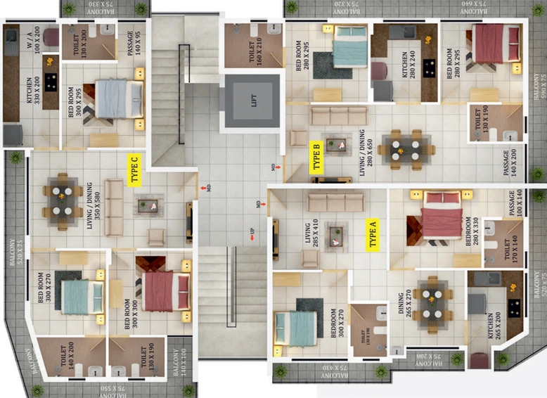 Floor Plan of Dream Flower Melodium in Kadavanthra, Kochi - Image 62074