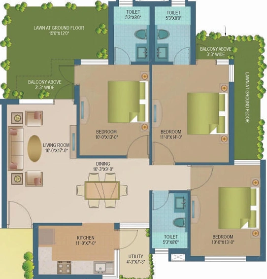5 BHK Flat in Sare Ebony Greens in Lal Kuan, Ghaziabad - Image 545905