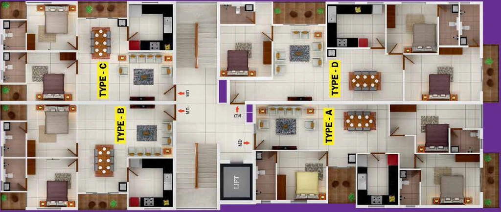 Floor Plan of Dream Flower Yashwi in Kaloor, Kochi - Image 62086