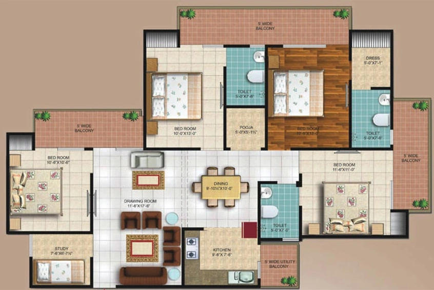4 BHK Flat in Magnum Oasis Green in Vasundhara, Ghaziabad - Image 665524