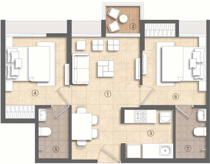 2 BHK Flat in Lodha Crown Kolshet in Kolshet Road, Thane - Image 779905
