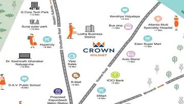 Location of Lodha Crown Kolshet - Image 122829
