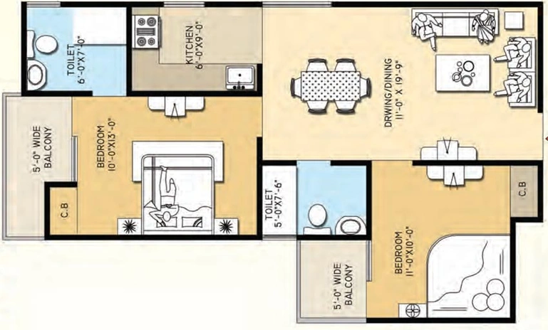 2 BHK Flat in Meenal Balmukanda Residency in Raj Nagar Extension, Ghaziabad - Image 544726