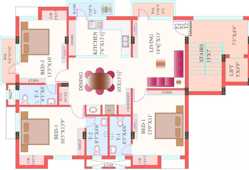 3 BHK Flat in SAS Suria in CIT Nagar, Chennai - Image 543433