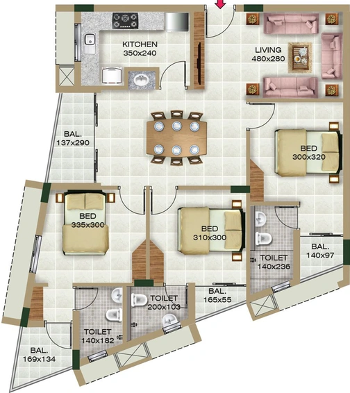 3 BHK Flat in Asian NJP in Thrippunithura, Kochi - Image 543955