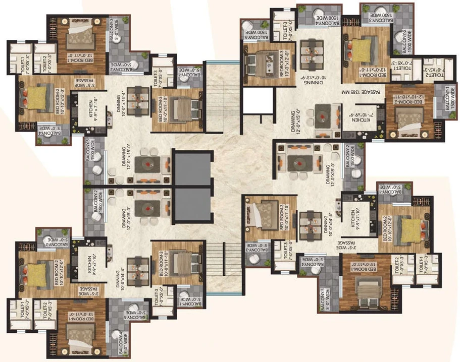 Floor Plan of Krishna Aprameya Horizon in Raj Nagar Extension, Ghaziabad - Image 62060
