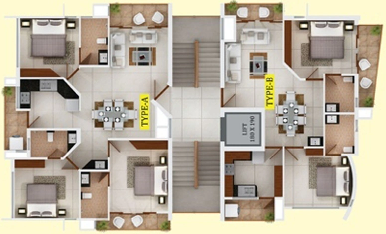 Floor Plan of Tulsi Majestic Court in Ernakulam, Kochi - Image 62238
