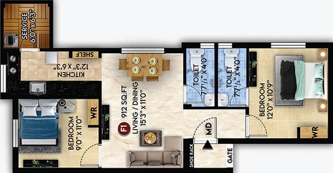 2 BHK Flat in ATH Landmark in Pammal, Chennai - Image 544372