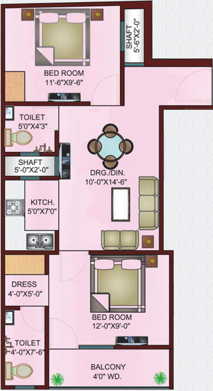 2 BHK Flat in Property Minds Taj Residency in NH 24, Ghaziabad - Image 544070