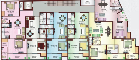 Floor Plan of Property Minds Taj Residency in NH 24, Ghaziabad - Image 62148